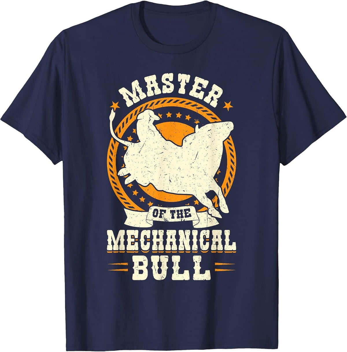Master of The Mechanical Bull - Bull Rider T-Shirt - Navy Blue
