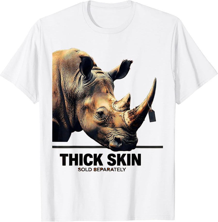 Men's Thick Skin Sold Separately Sarcastic Humor Design T-Shirt - White