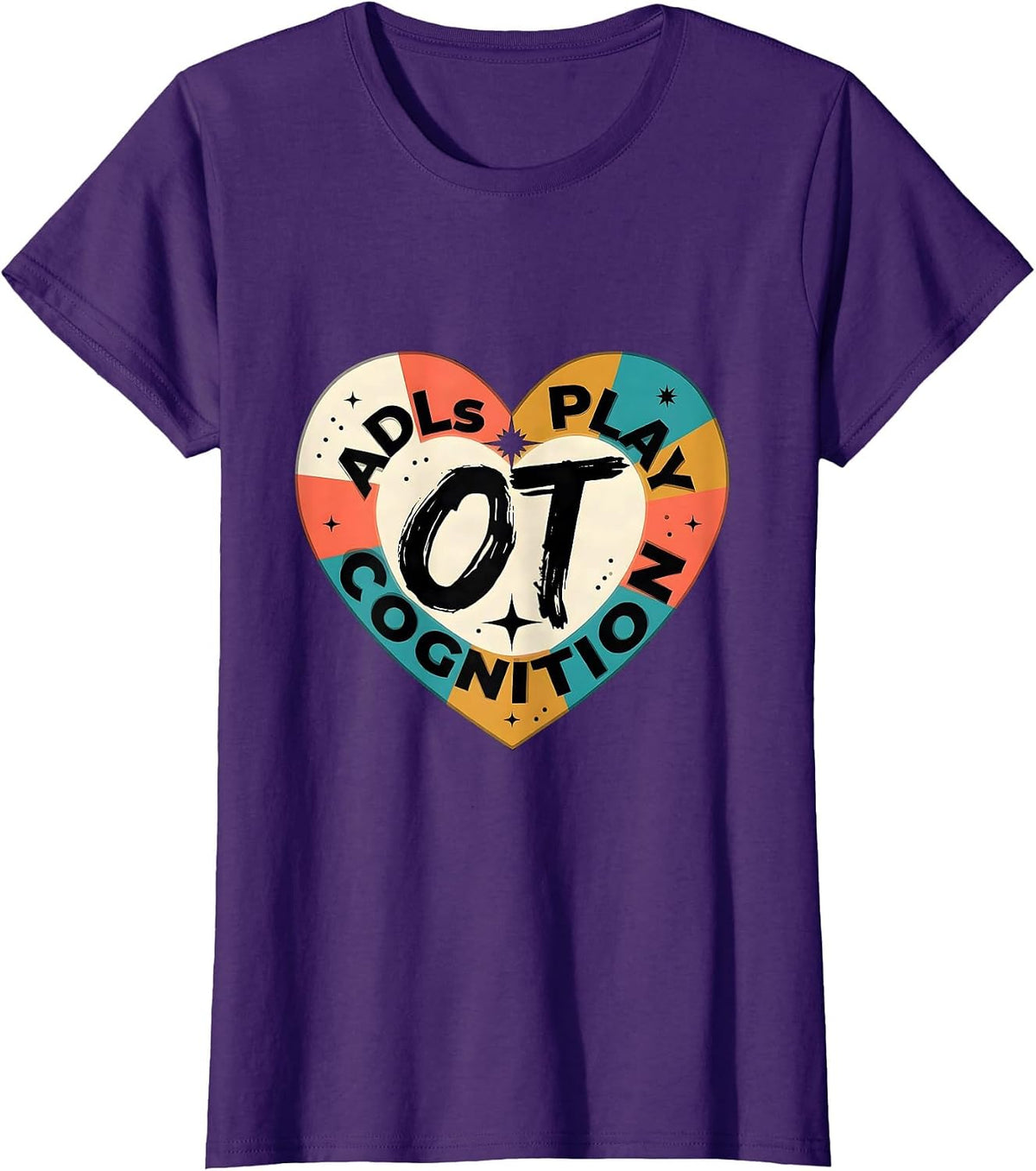 Women's OT ADLS PLAY COGNITION Occupational Therapy Valentine Candy T-Shirt - Purple
