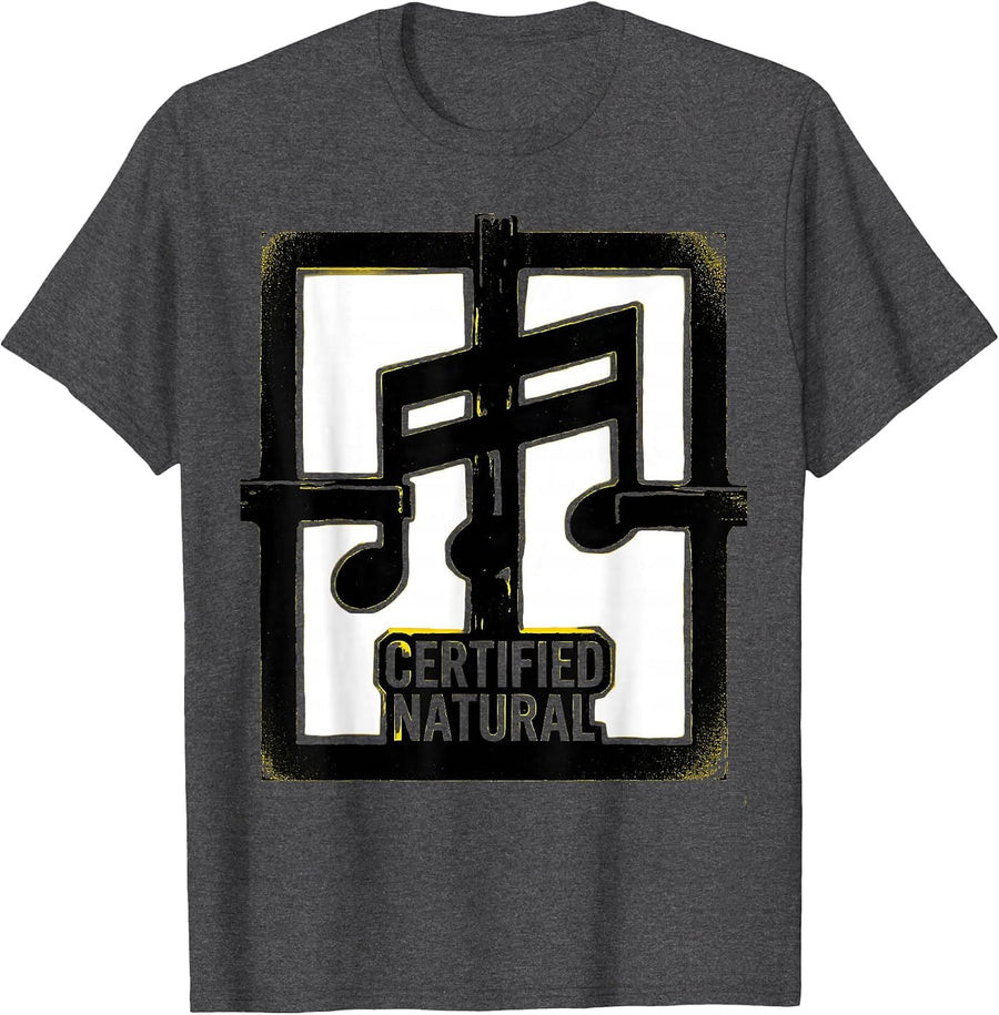 Men's Certified Natural Funny Music Lover Humor Pianist Gift T-Shirt - Dark Heather Grey