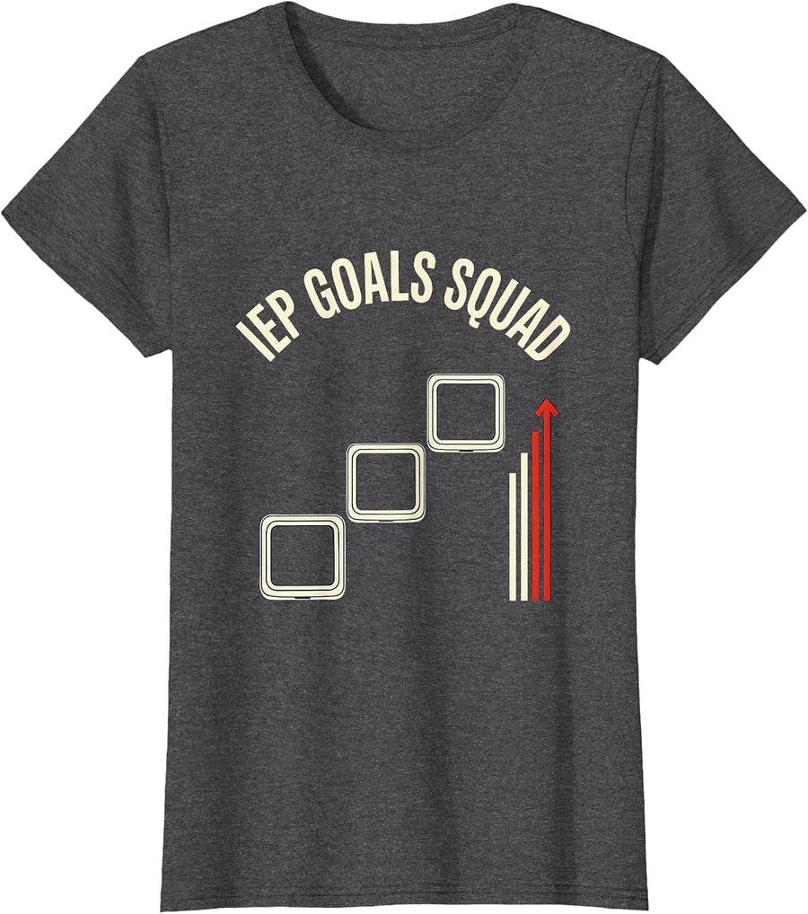 Women's IEP Goals Squad Special Education Teacher SPED Team Pride T-Shirt - Dark Heather Grey