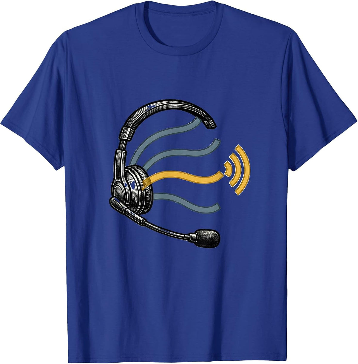 Dispatch Headset Thin Gold Line 911 Dispatcher Tribute T-Shirt - Royal Blue