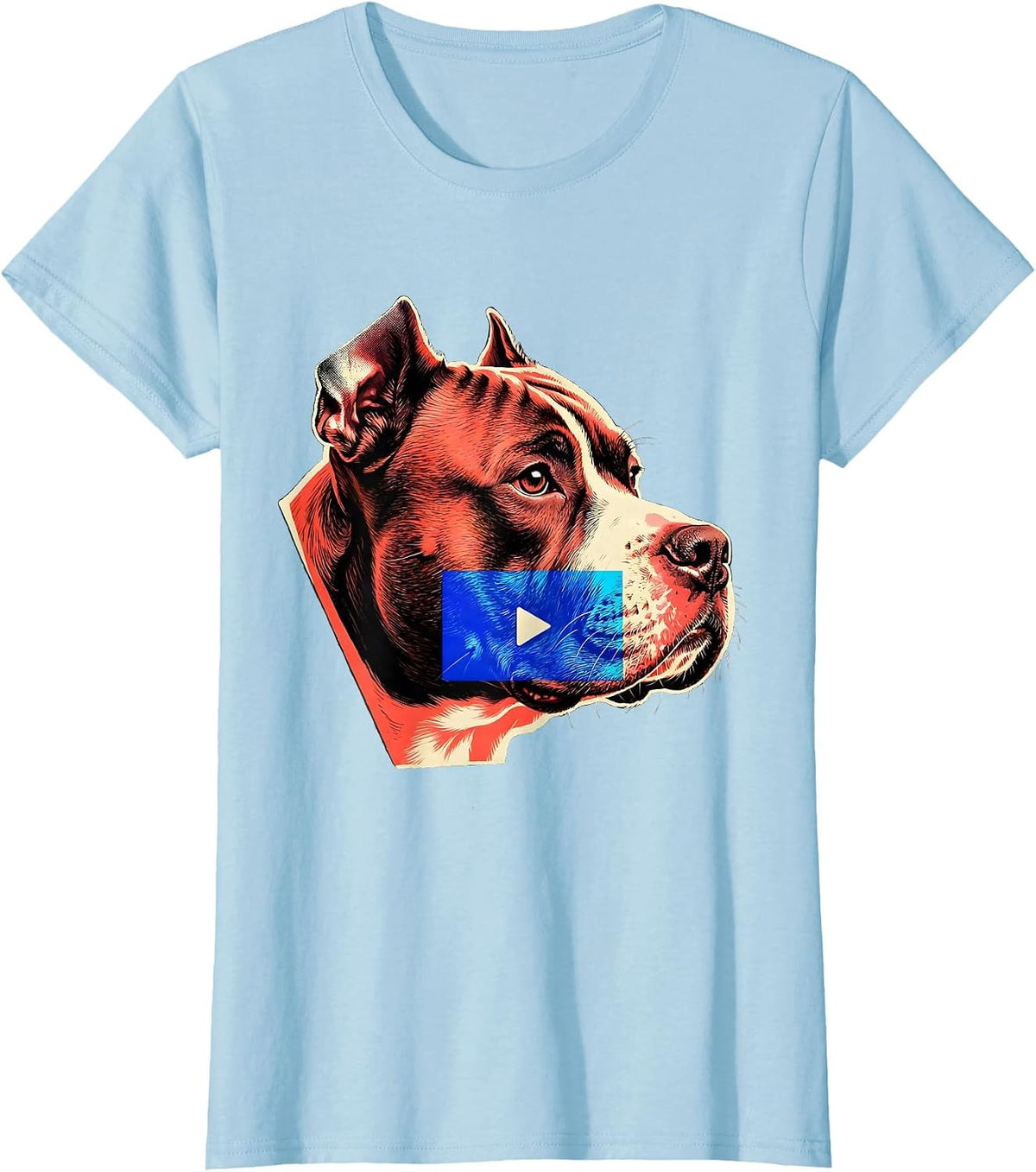 Women's Pitbull Profile Funny Dog Owner Meme Humor T-Shirt - Baby Blue