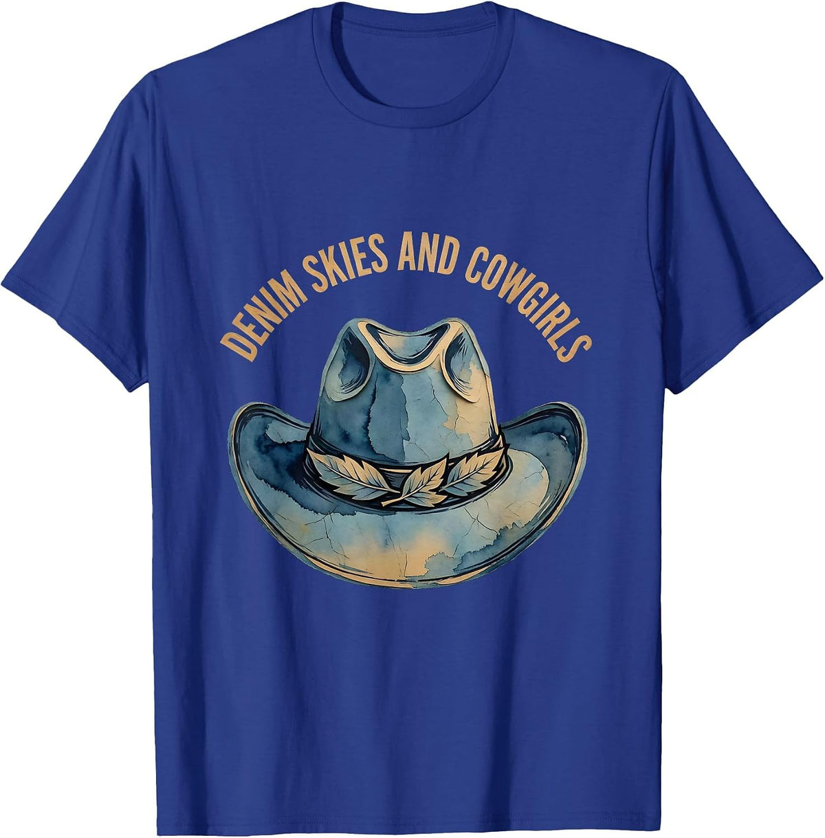 Men's Denim Skies and Cowgirls Western Graphic Design T-Shirt - Royal Blue