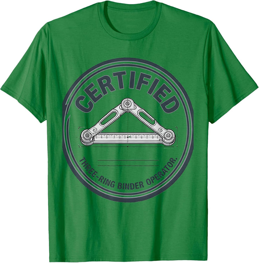 Men's Certified: Three-Ring Binder Operator Funny SPED Teacher T-Shirt - Kelly Green