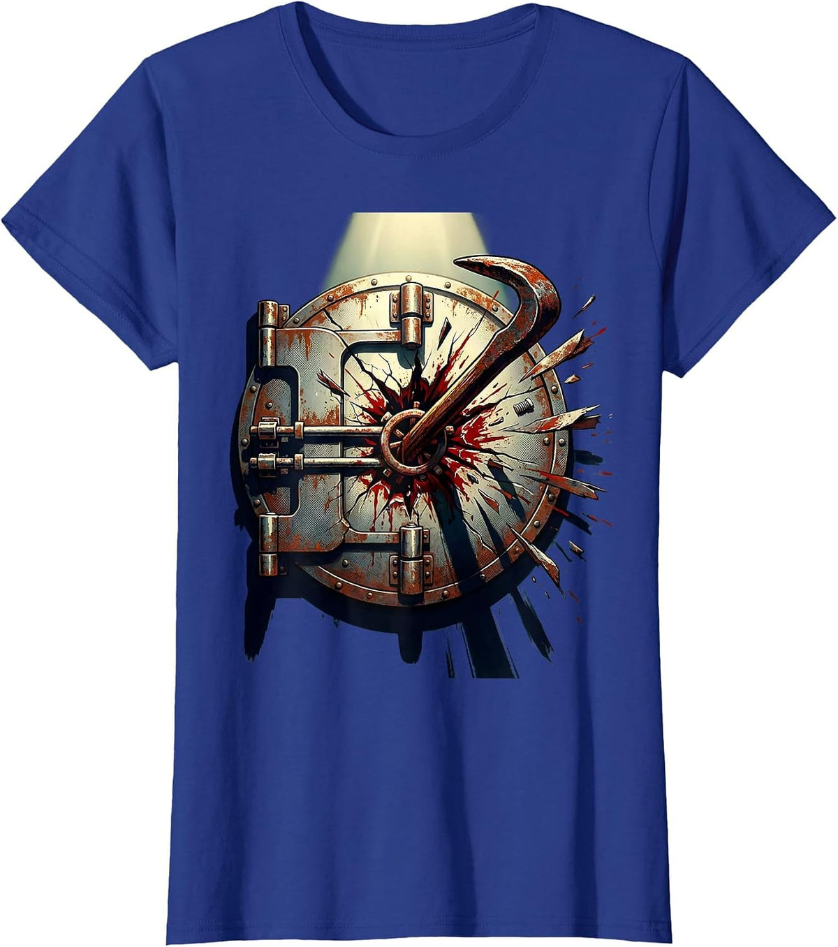Women's Crowbar Vault Break-In Graphic Design T-Shirt - Royal Blue