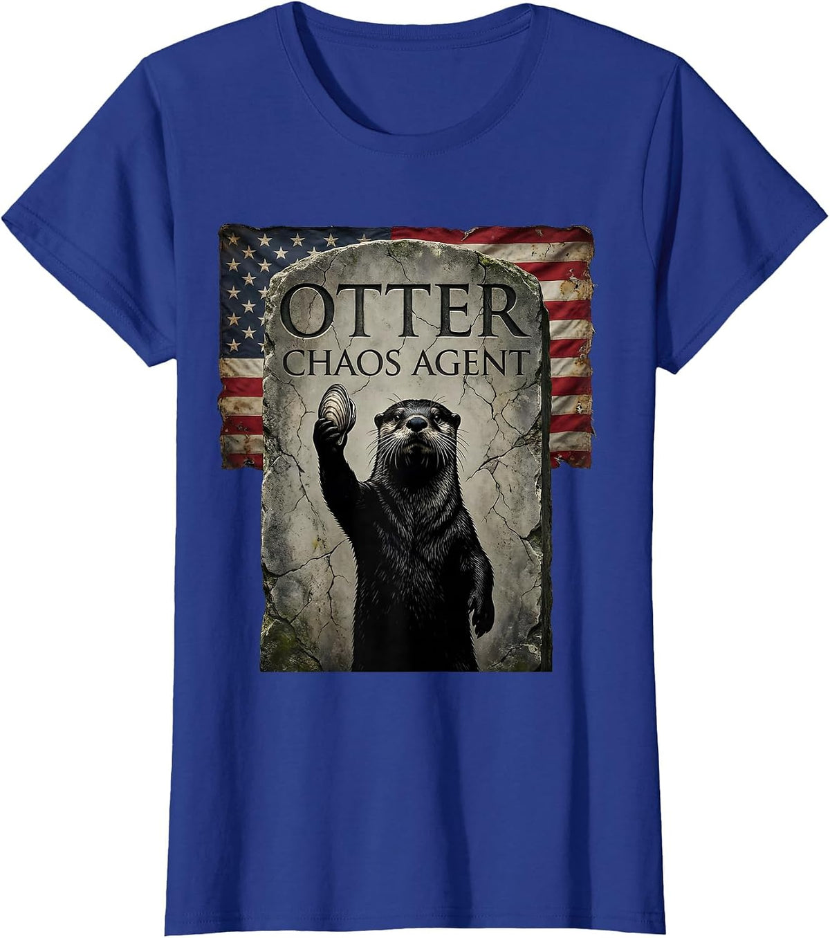 Women's Otter Chaos Agent Funny Wildlife Design T-Shirt - Royal Blue