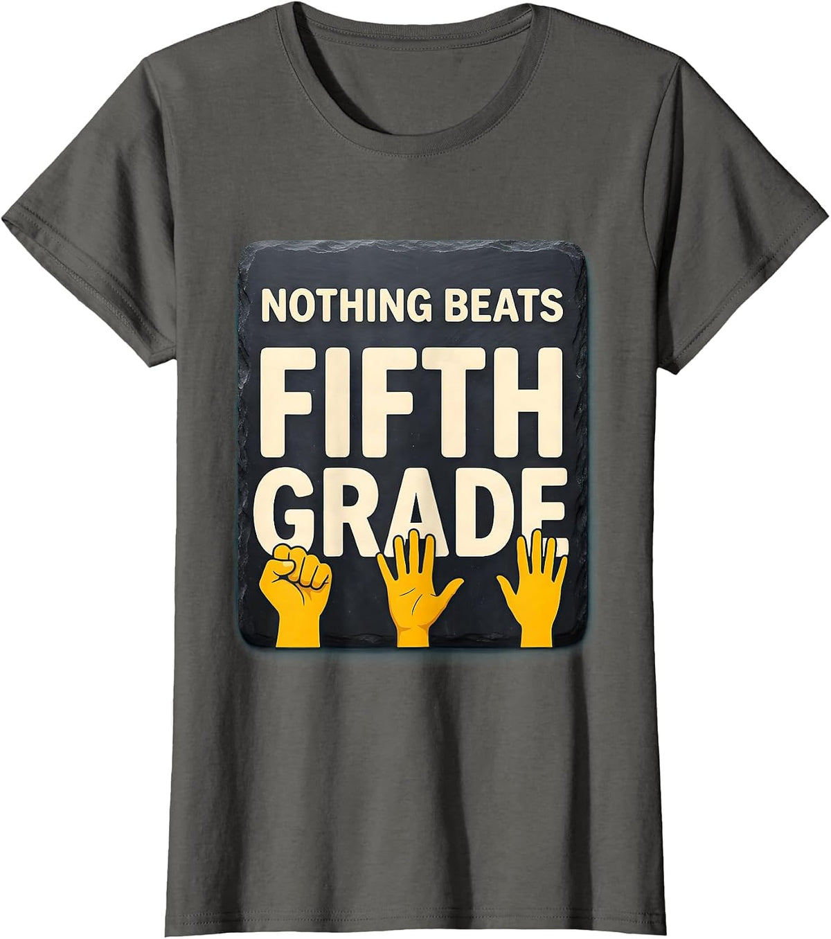 Women's Nothing Beats Fifth Grade Back to School Rock Paper Scissors T-Shirt - Asphalt Grey