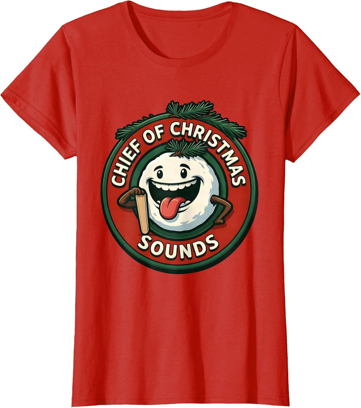 Women's Chief of Christmas Sounds Retro Groovy Speech Therapist SLP T-Shirt - Red