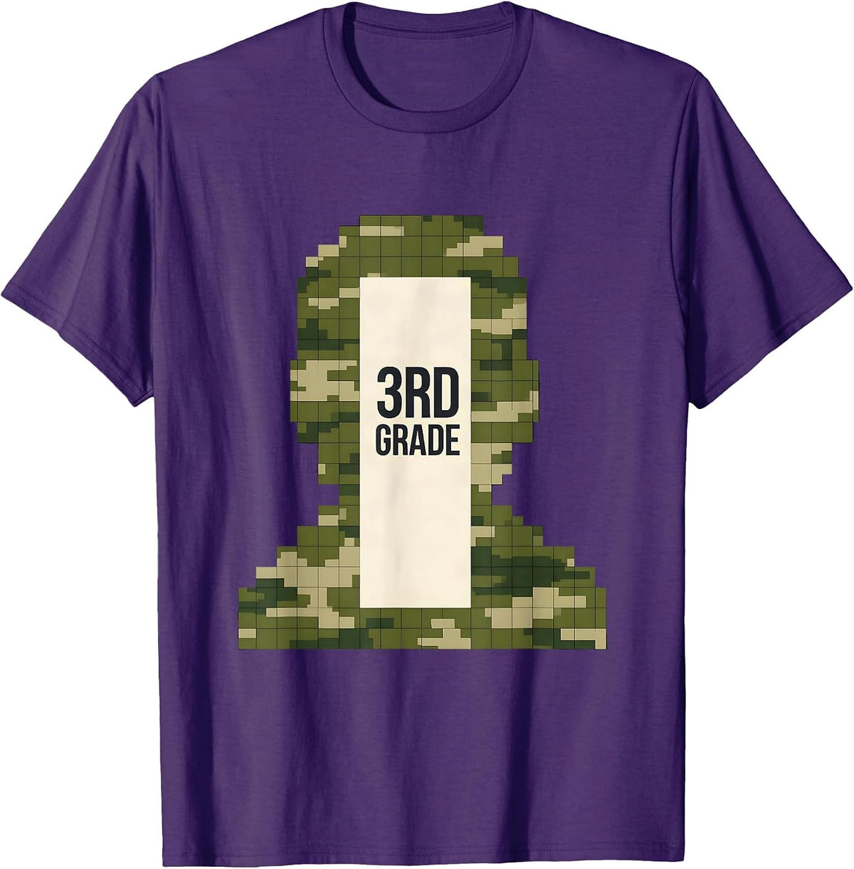 Men's 3rd Grade Pixel Art Camo Back To School Boys Teachers T-Shirt - Purple