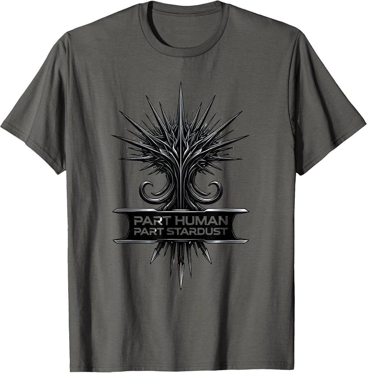 Part Human Part Stardust Cosmic Universe Design T-Shirt - Asphalt Grey