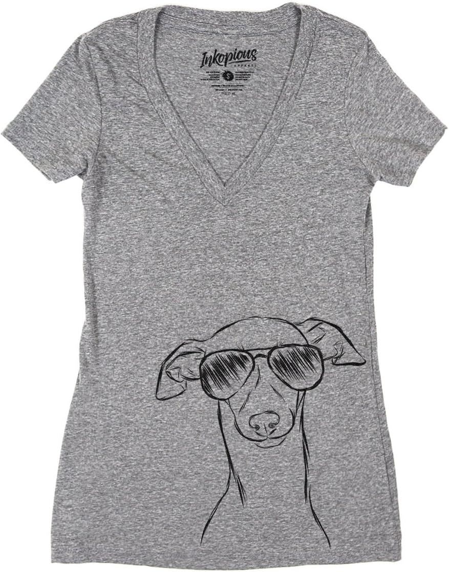 Ziggy the Italian Greyhound Triblend T-Shirt - Grey Slim Fit V-neck