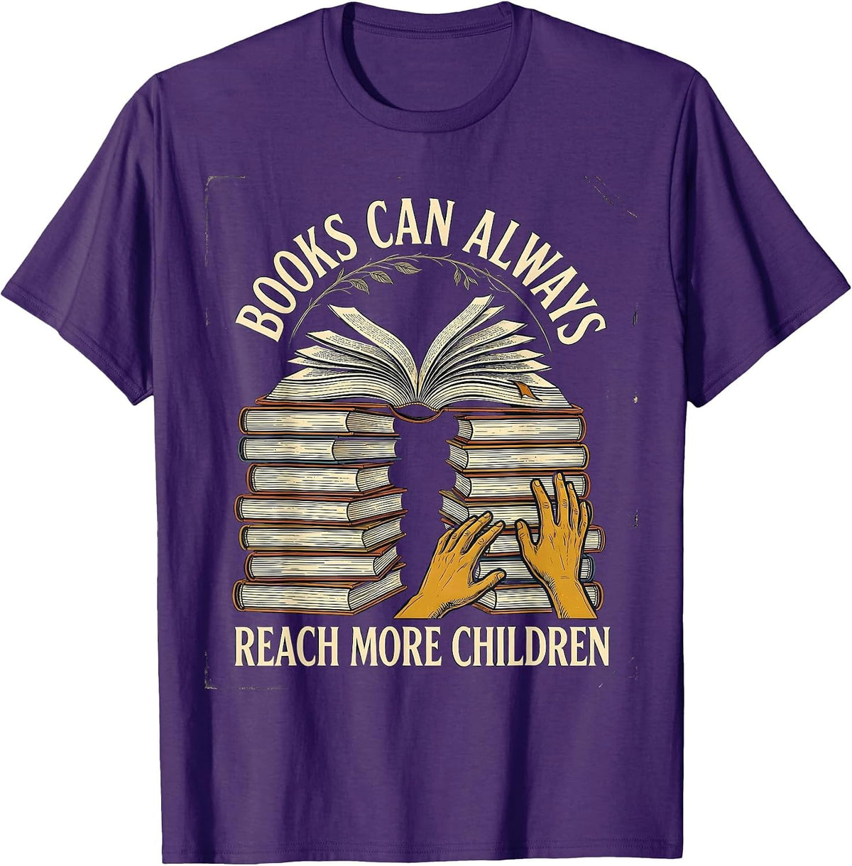 Books Can Always Reach More Children Vintage Literacy T-Shirt - Purple