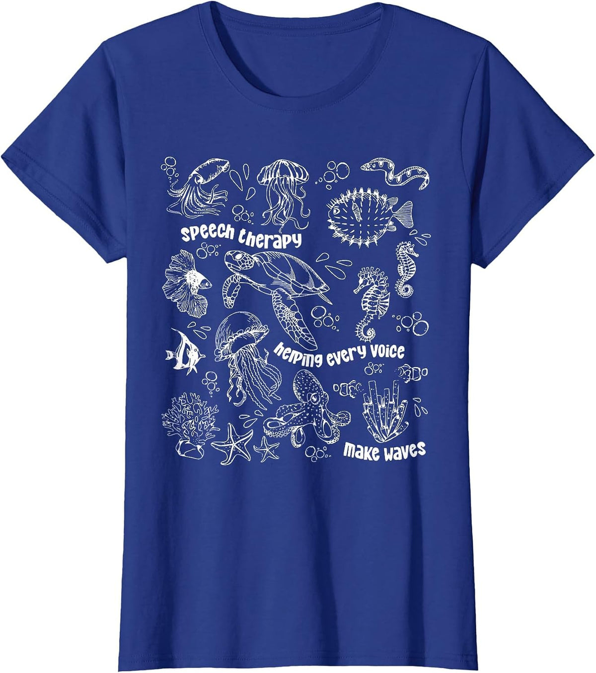 Ocean Animal Summer SLP Therapy Speech Language Pathologist T-Shirt - Royal Blue