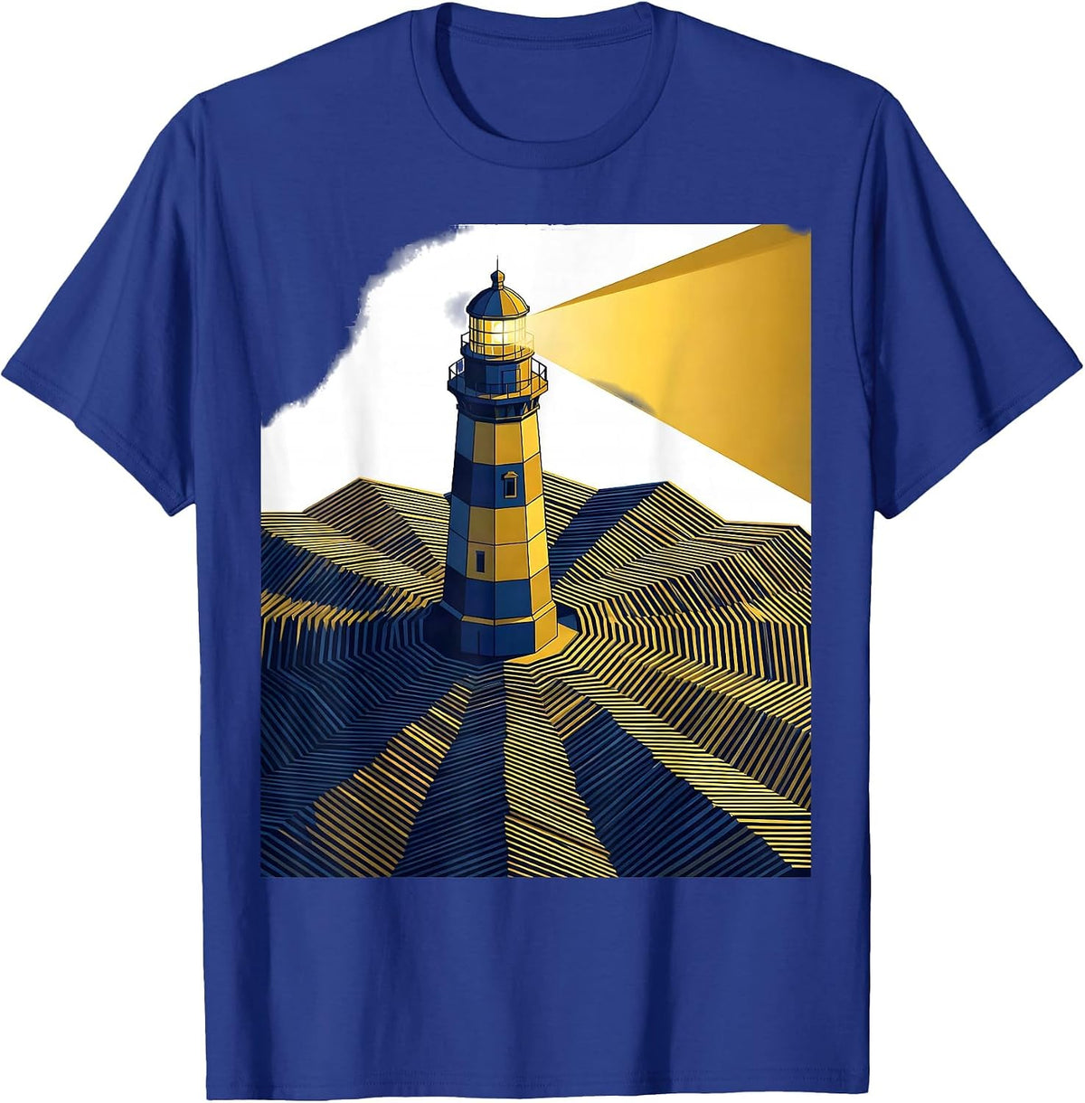 Men's Autism Awareness Lighthouse Stormy Waves Design T-Shirt - Royal Blue