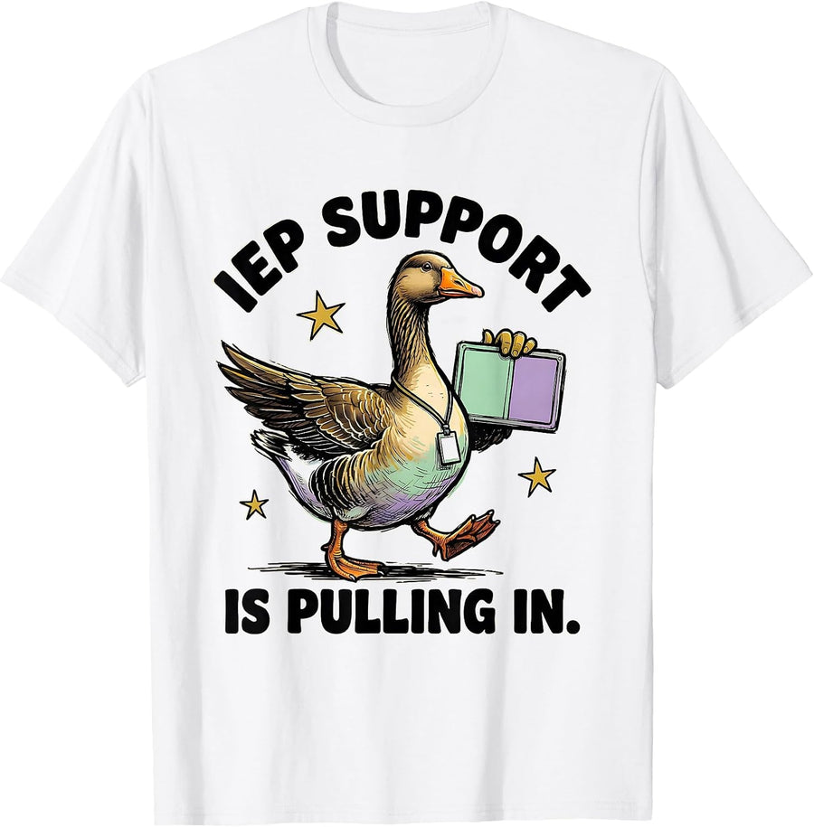 Men's IEP Support Is Pulling In Funny Special Education Teacher T-Shirt - White