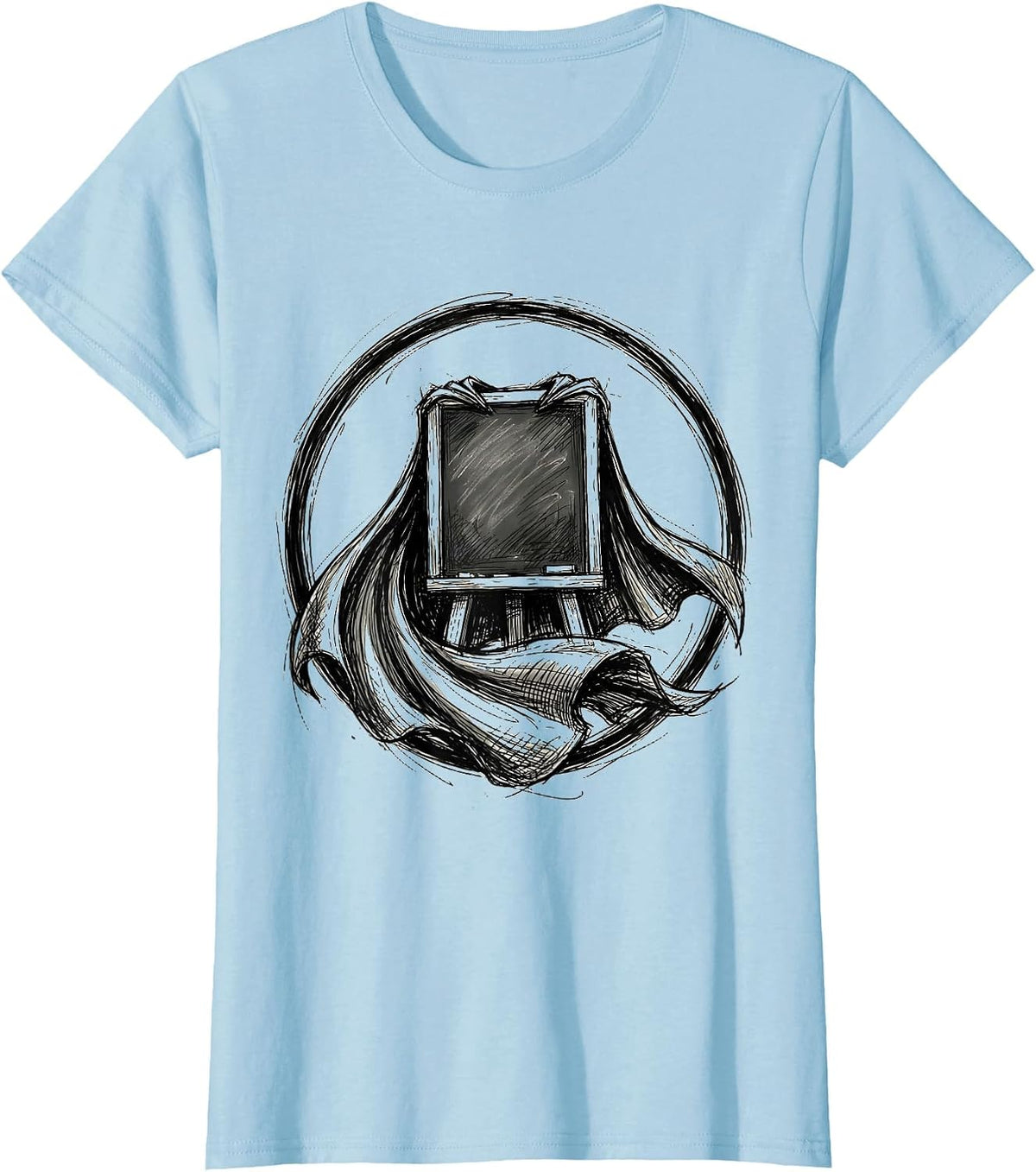 Superhero Sped Teacher Chalkboard Cape Graphic T-Shirt - Baby Blue