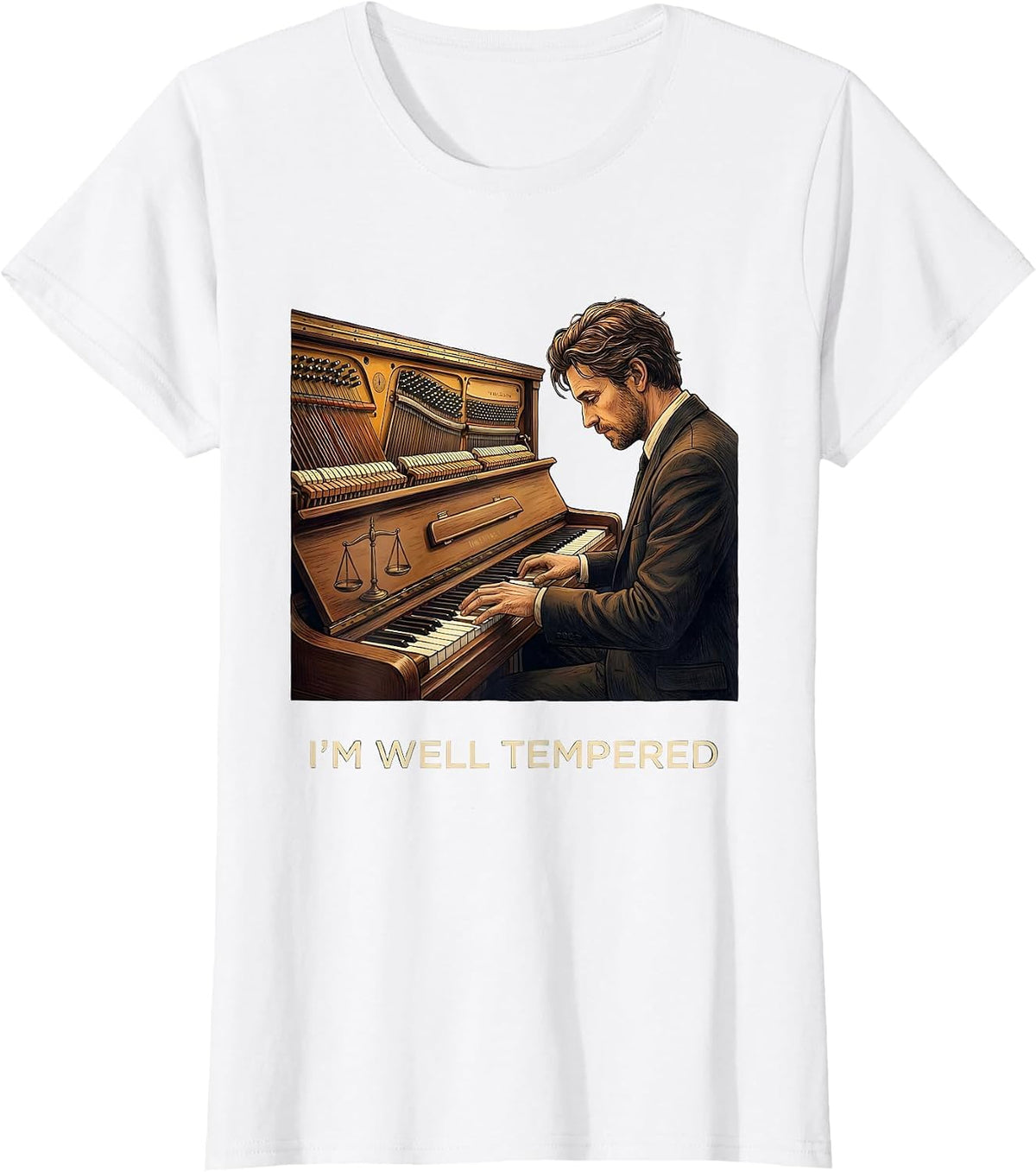 I'm Well Tempered Funny Pianist Piano Teacher Gift T-Shirt - White