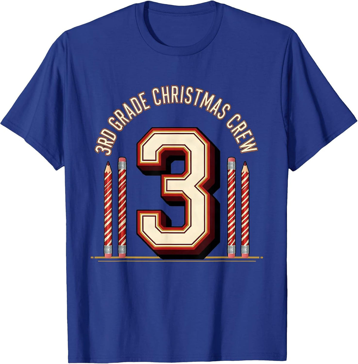 Men's 3rd Grade Christmas Crew Teacher Holiday Humor Grade-Level T-Shirt - Royal Blue