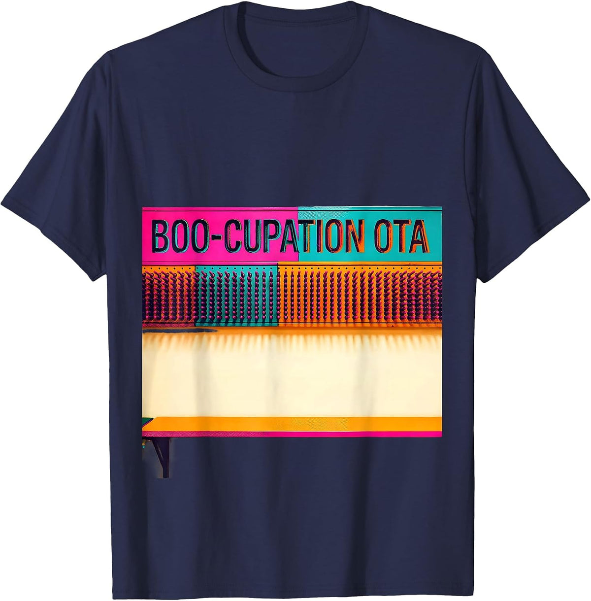 Men's Boo-cupation OTA Risograph Occupational Therapy Halloween T-Shirt - Navy Blue