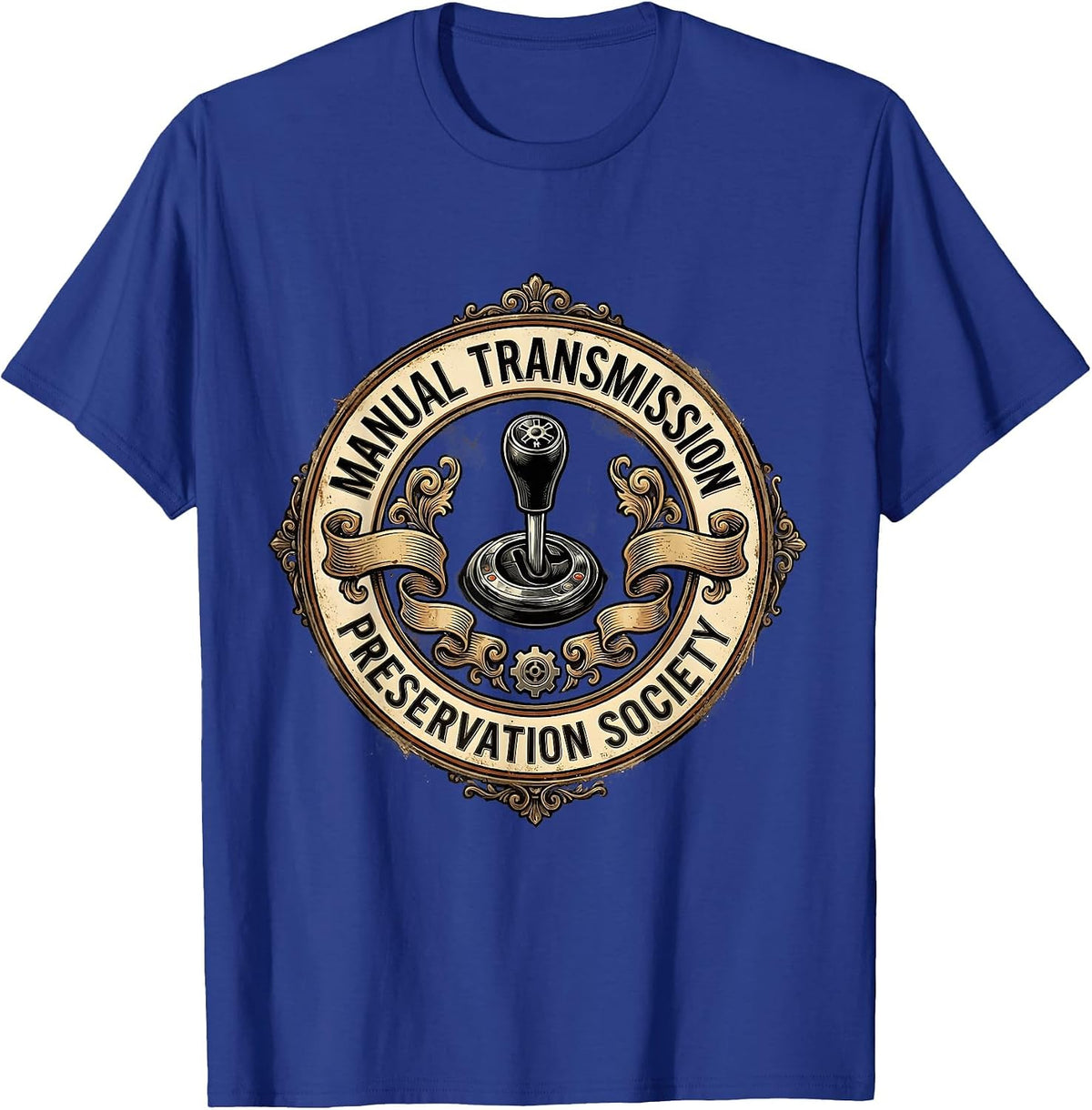 Manual Transmission Preservation Society Vintage Badge T-Shirt - Royal Blue