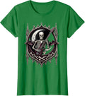 Women's Skeleton Bassist Crescent Moon 80s Rock Graphic T-Shirt - Kelly Green