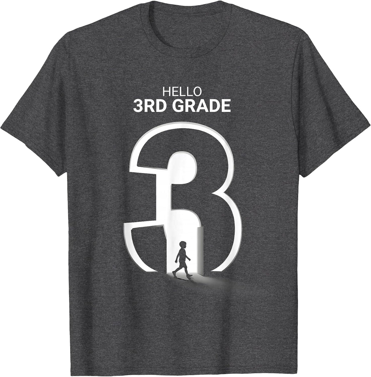 Hello 3rd Grade Funny Teacher Team Back To School T-Shirt - Dark Heather Grey