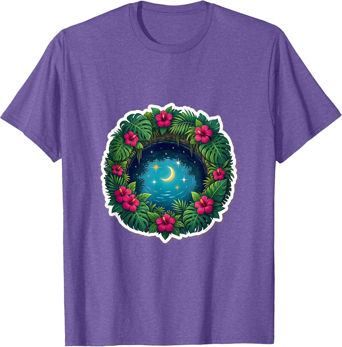 Men's Mexico Cenote Starry Night Sky Reflection T-Shirt - Purple Heather