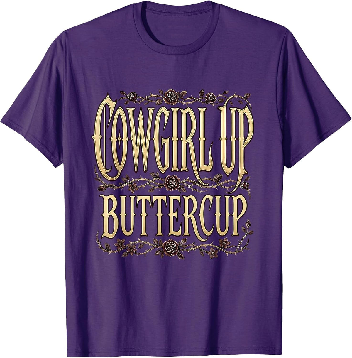 Cowgirl Up Buttercup Western Design T-Shirt - Purple