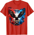 Men's Patriotic Bald Eagle Gear and Hammer Graphic T-Shirt - Red