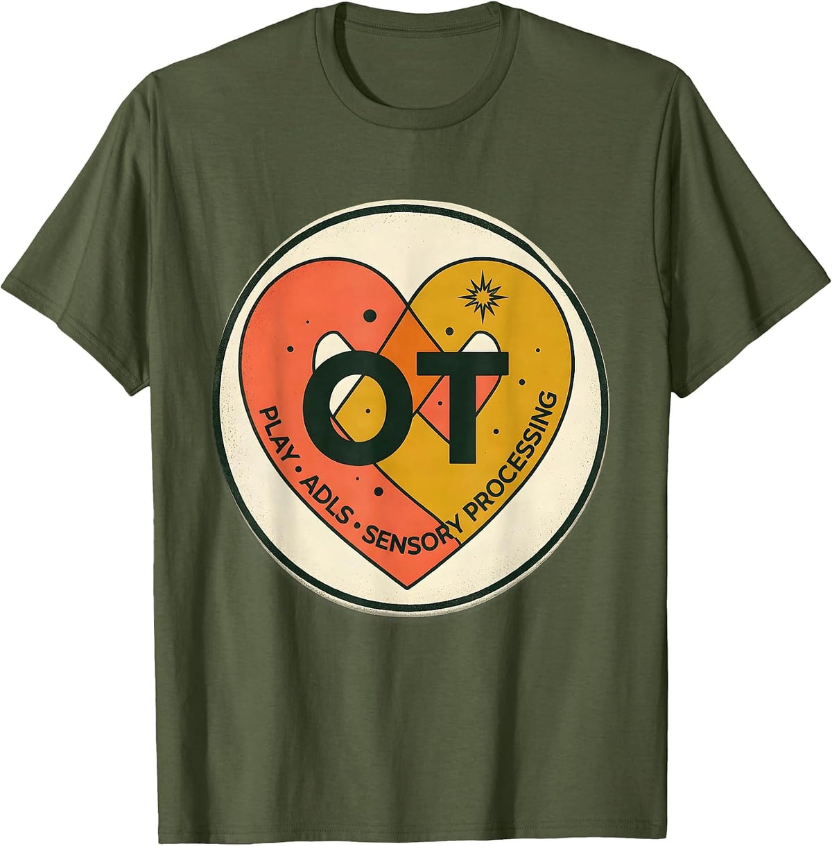 OT PLAY ADLS Sensory Processing Midcentury Modern T-Shirt - Olive Green