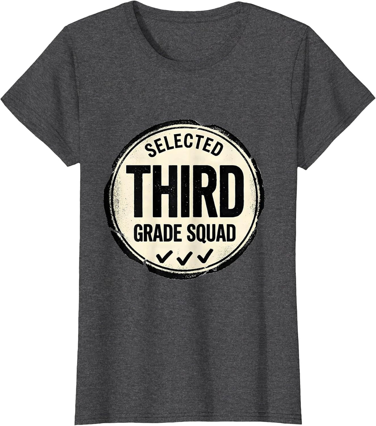 Women's Selected Third Grade Squad Back to School Teacher Student T-Shirt - Dark Heather Grey