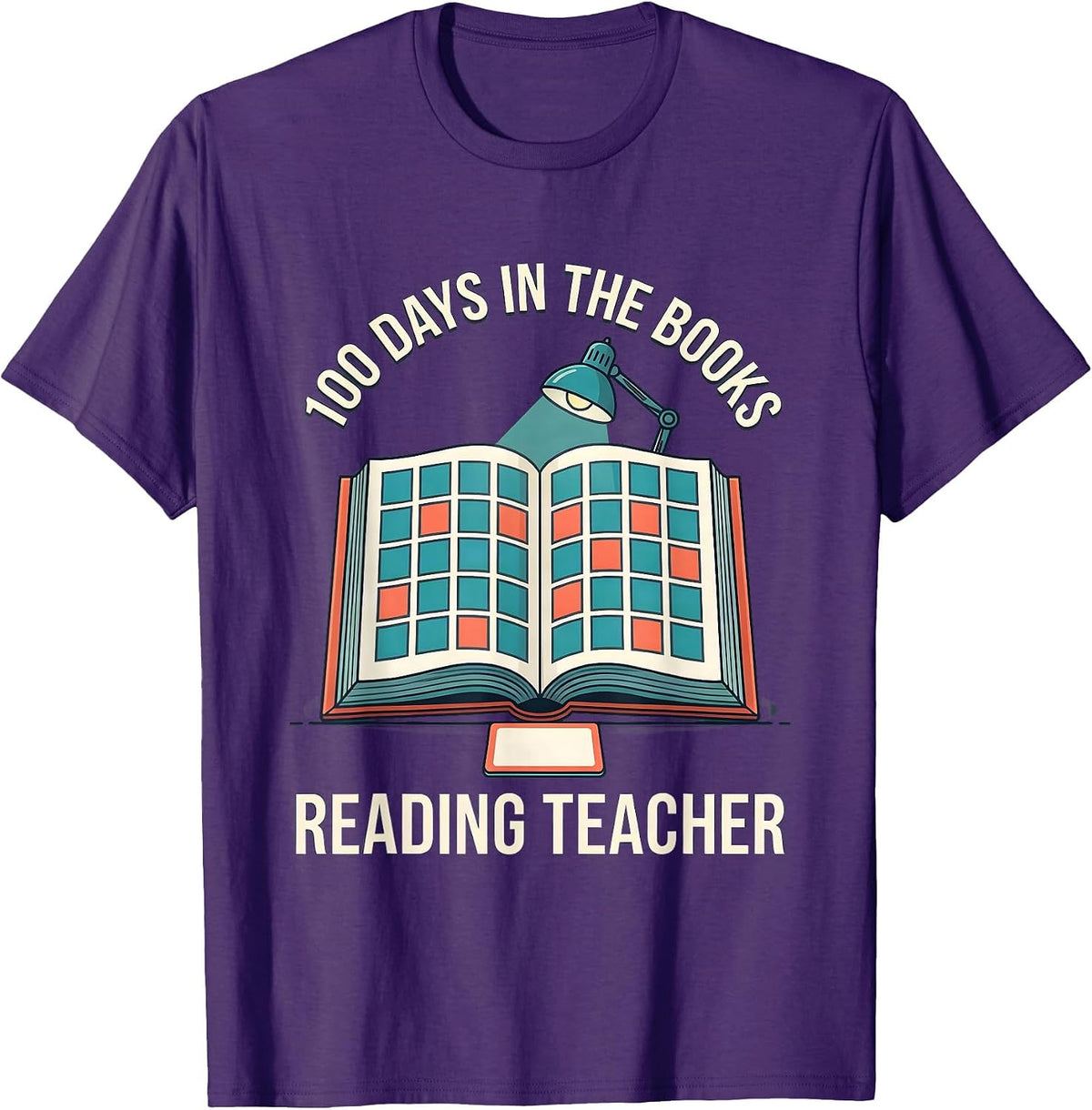 100 Days In The Books Reading Teacher Cheerful School Pride T-Shirt - Purple