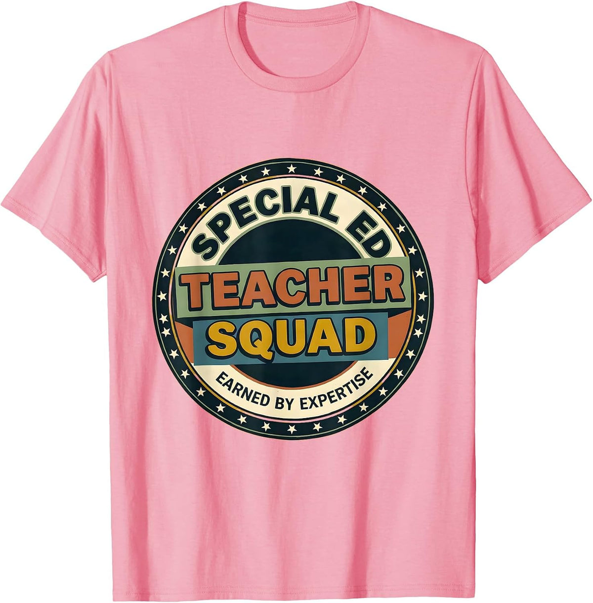 Men's Earned By Expertise Bold Retro Special Education Teacher T-Shirt - Pink