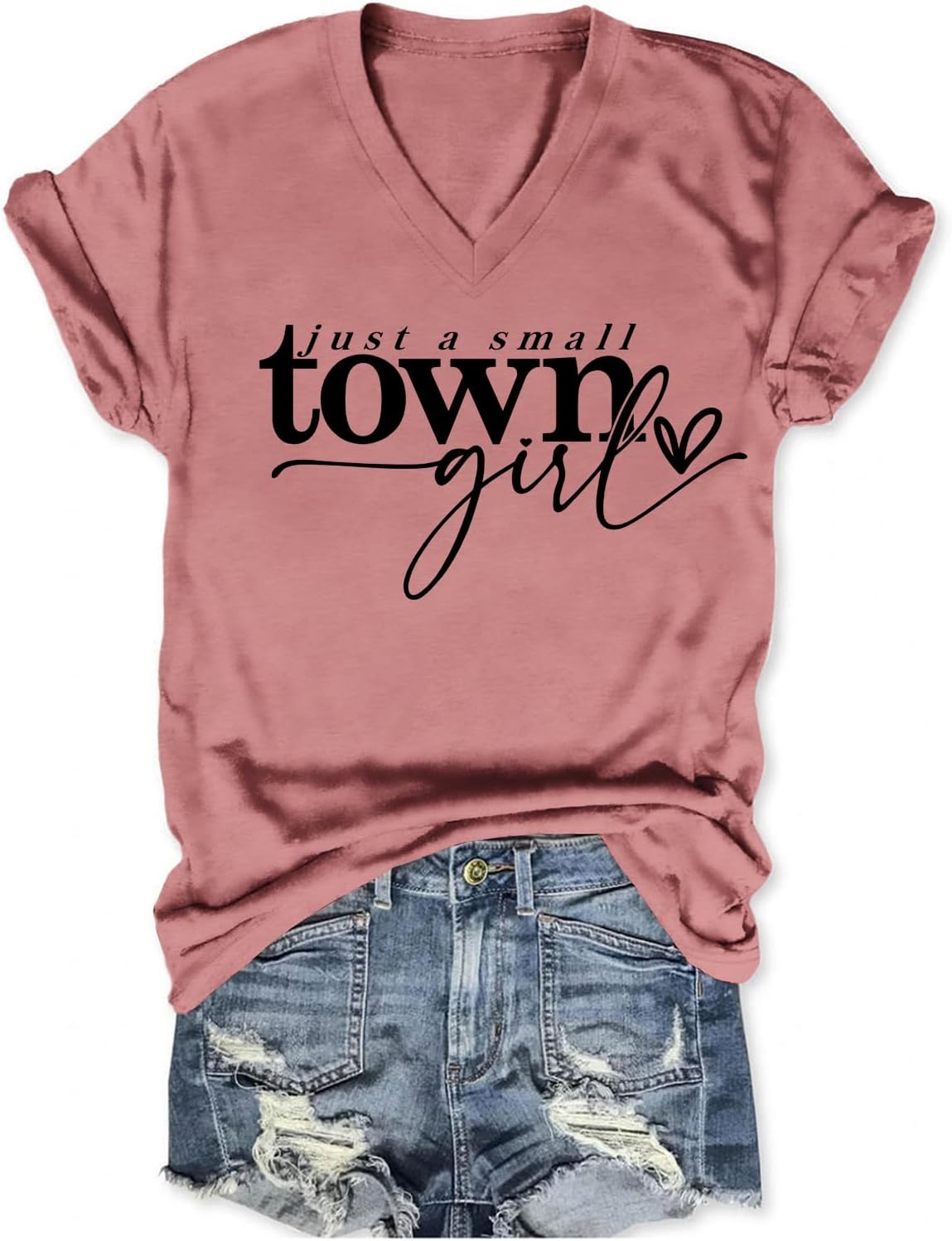 Just A Small Town Girl Tshirts for Women Country Travel T Shirts - Rose Gold