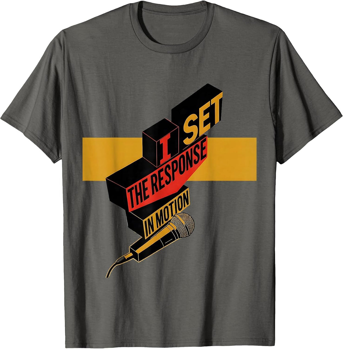 I Set The Response In Motion Funny 911 Dispatcher Thin Gold T-Shirt - Asphalt Grey