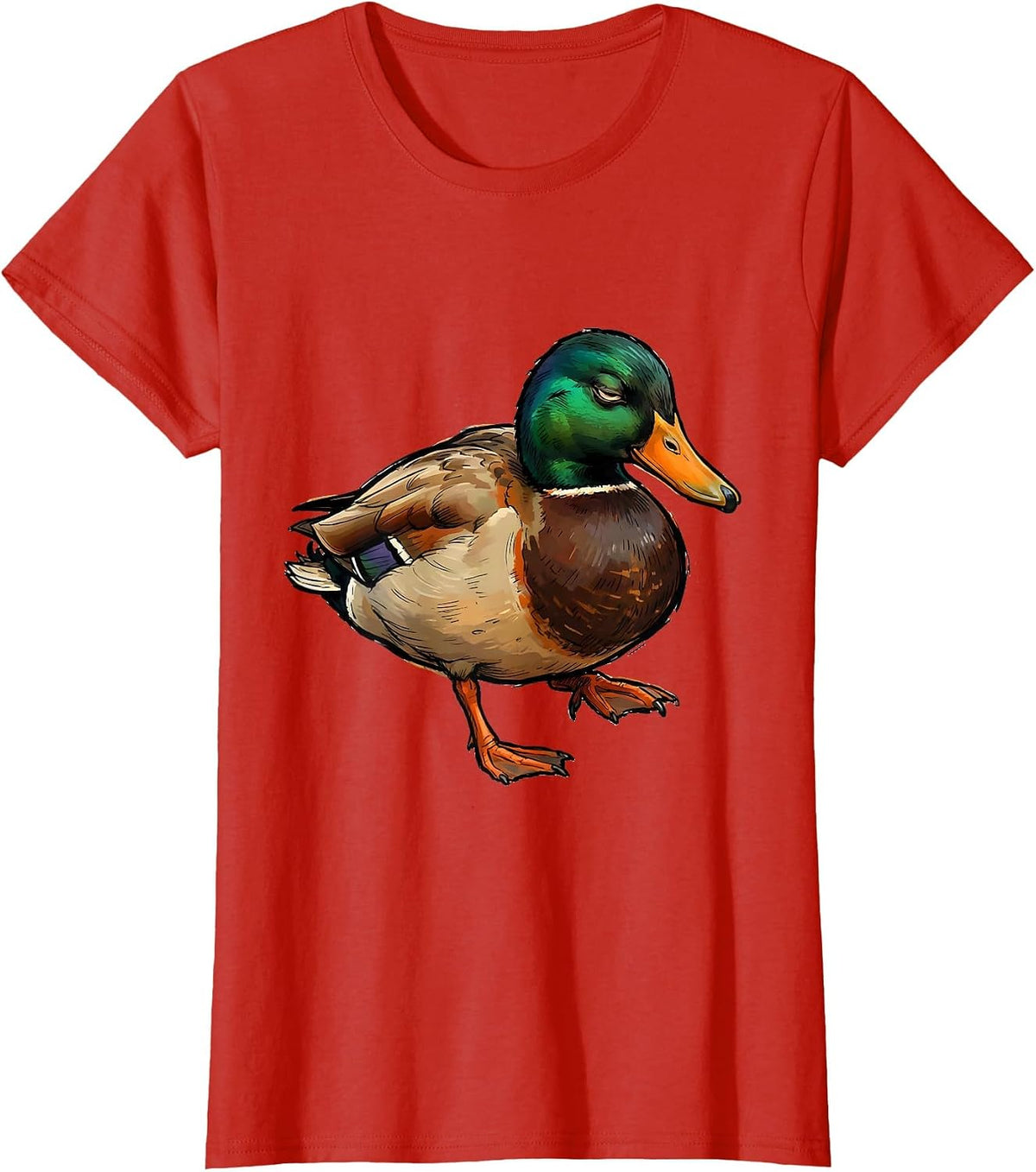 Mallard Drake Waterfowl Hunter Camo Casual Outdoor T-Shirt - Red