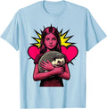 Men's Hedgehog Loving Girl Pop Art Novelty Gift T-Shirt - Baby Blue