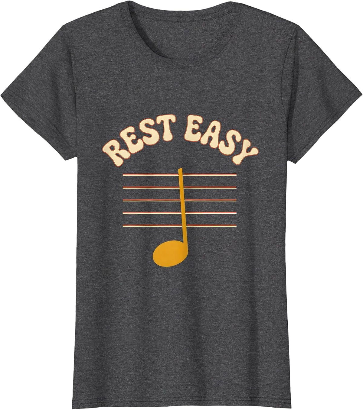 Women's Rest Easy Retro 70s Funny Music Lover Pianist Gift T-Shirt - Dark Heather Grey