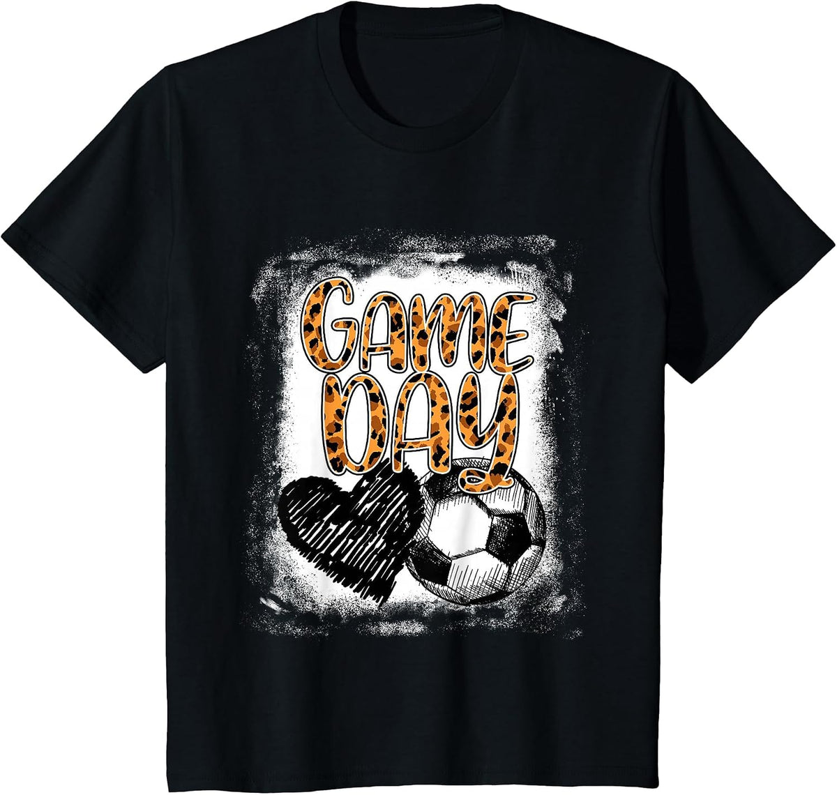 Soccer Game Day Women Leopard Cheetah Print Soccer Fan T-Shirt - Black