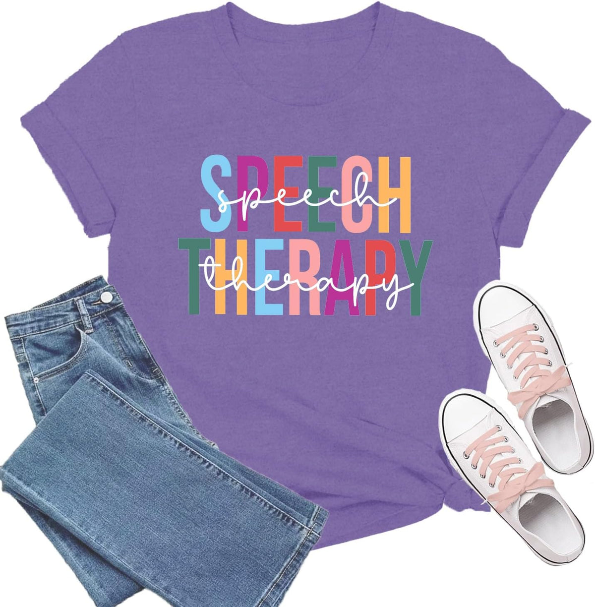 Speech Therapy Shirt for Women Speech Language Pathologist Shirts Therapist Tee Tops - Purple