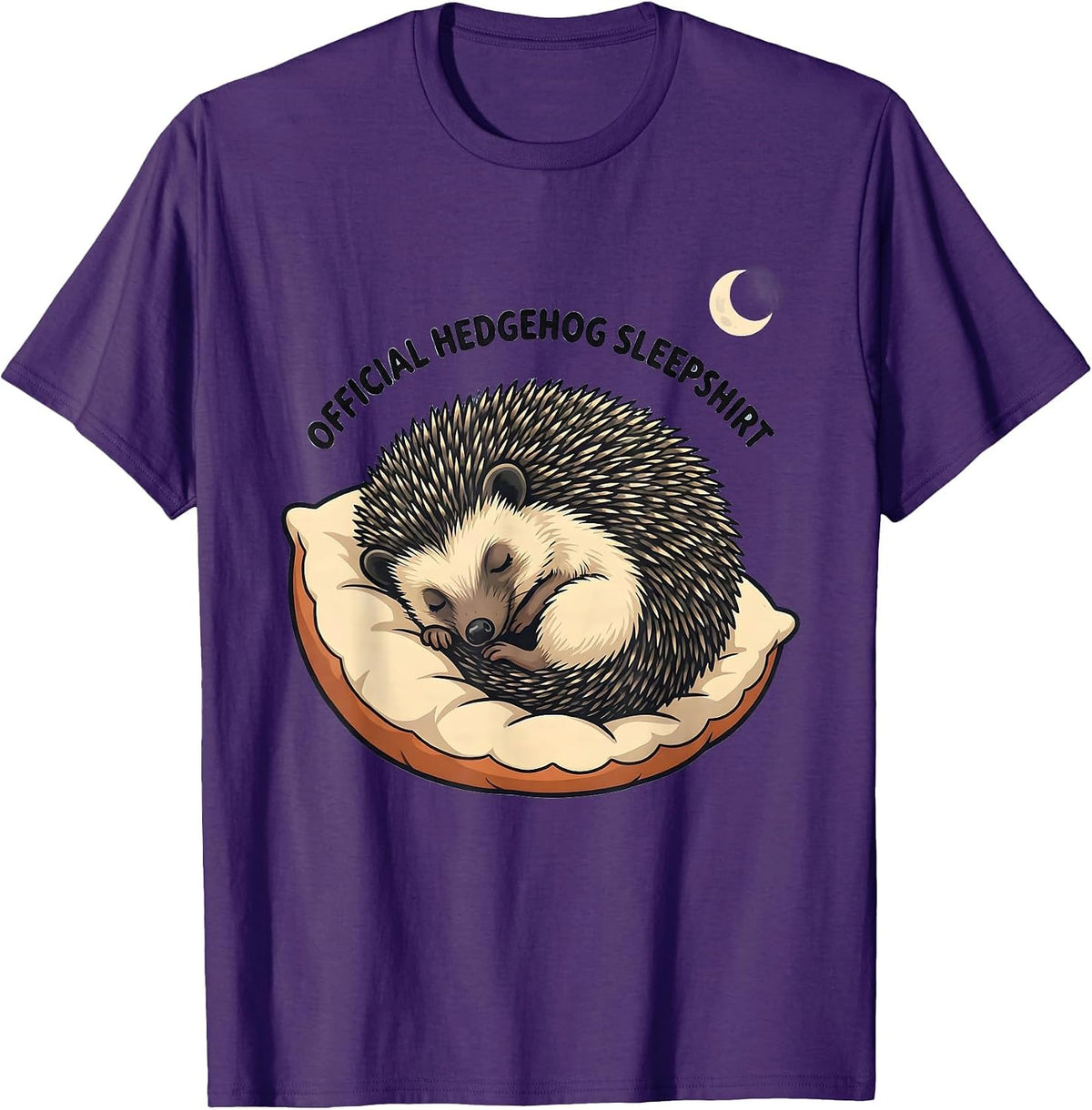Men's Official Hedgehog Sleepshirt Cute Animal Lover Loungewear T-Shirt - Purple