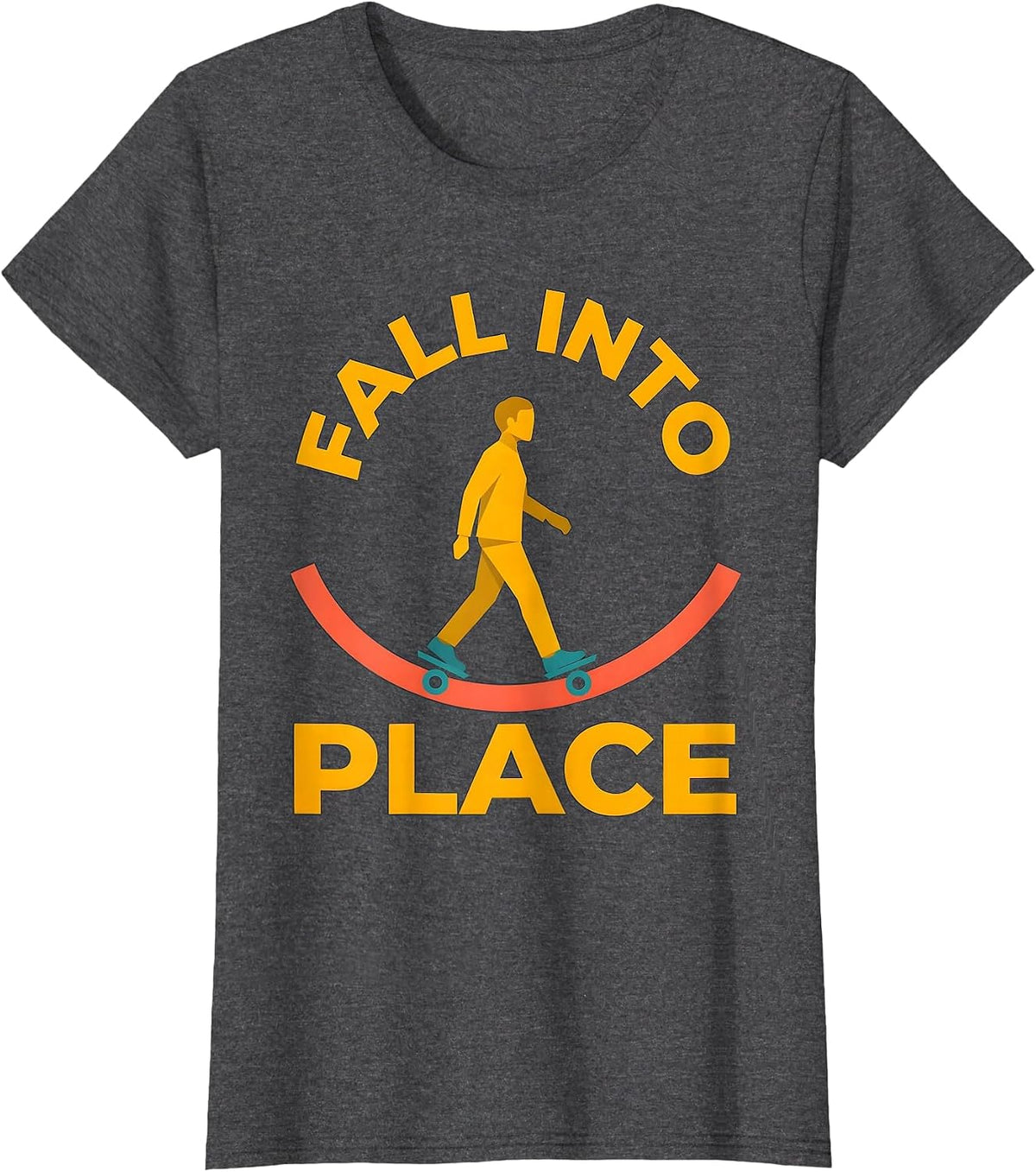 Women's Fall Into Place Physical Therapist OT Gift Humor T-Shirt - Dark Heather Grey