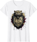 Women's Fear the Roar Panther Football Grunge Design T-Shirt - White