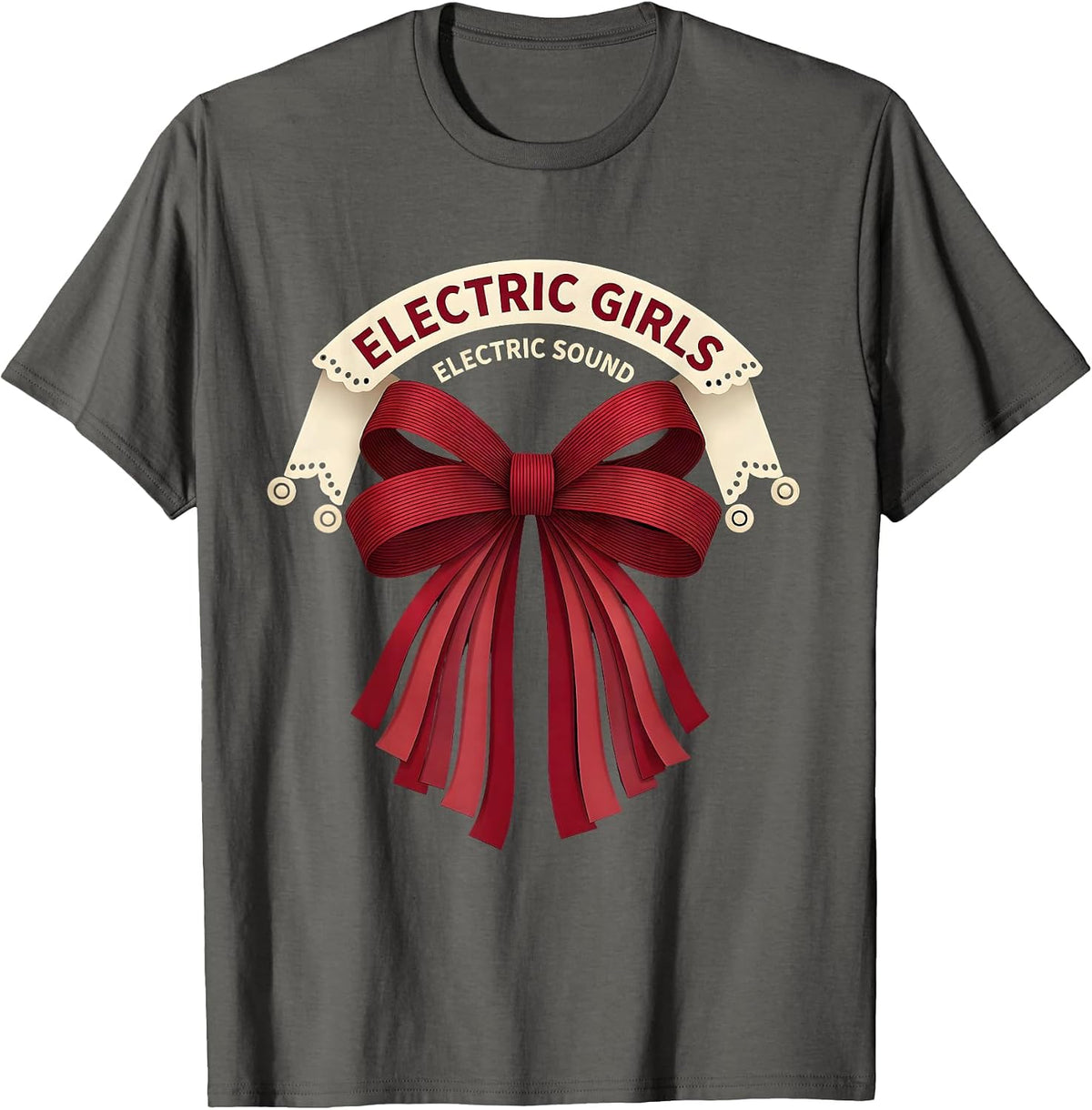 Electric Girls Electric Sound Band Graphic Design T-Shirt - Asphalt Grey