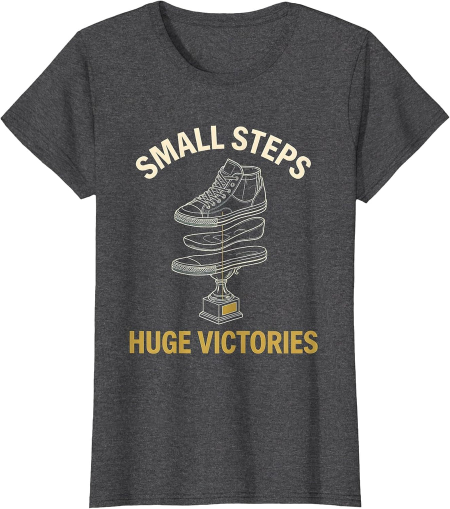 Women's Small Steps Huge Victories Sped Teacher Design T-Shirt - Dark Heather Grey