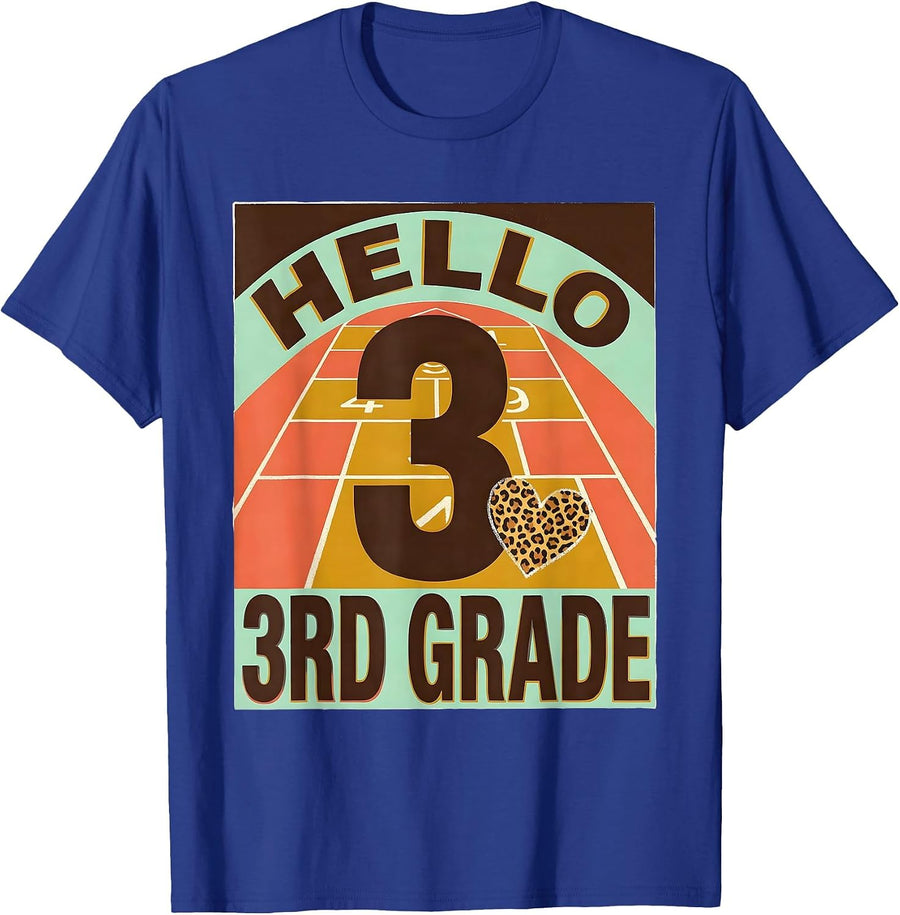 Hello 3rd Grade Kids Girl Teacher Back To School 2026 T-Shirt - Royal Blue