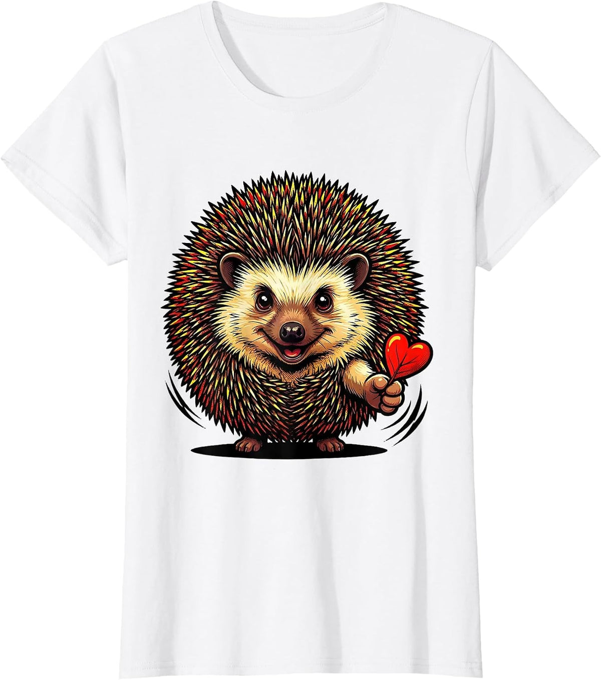 Women's Cheerful Hedgehog Pop Art Cute Animal Lover Gift T-Shirt - White