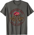 Country Girl Wild Soul White Cowgirl Design T-Shirt - Asphalt Grey