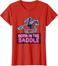 Women's Born in the Saddle Cowgirl Graphic Design T-Shirt - Red
